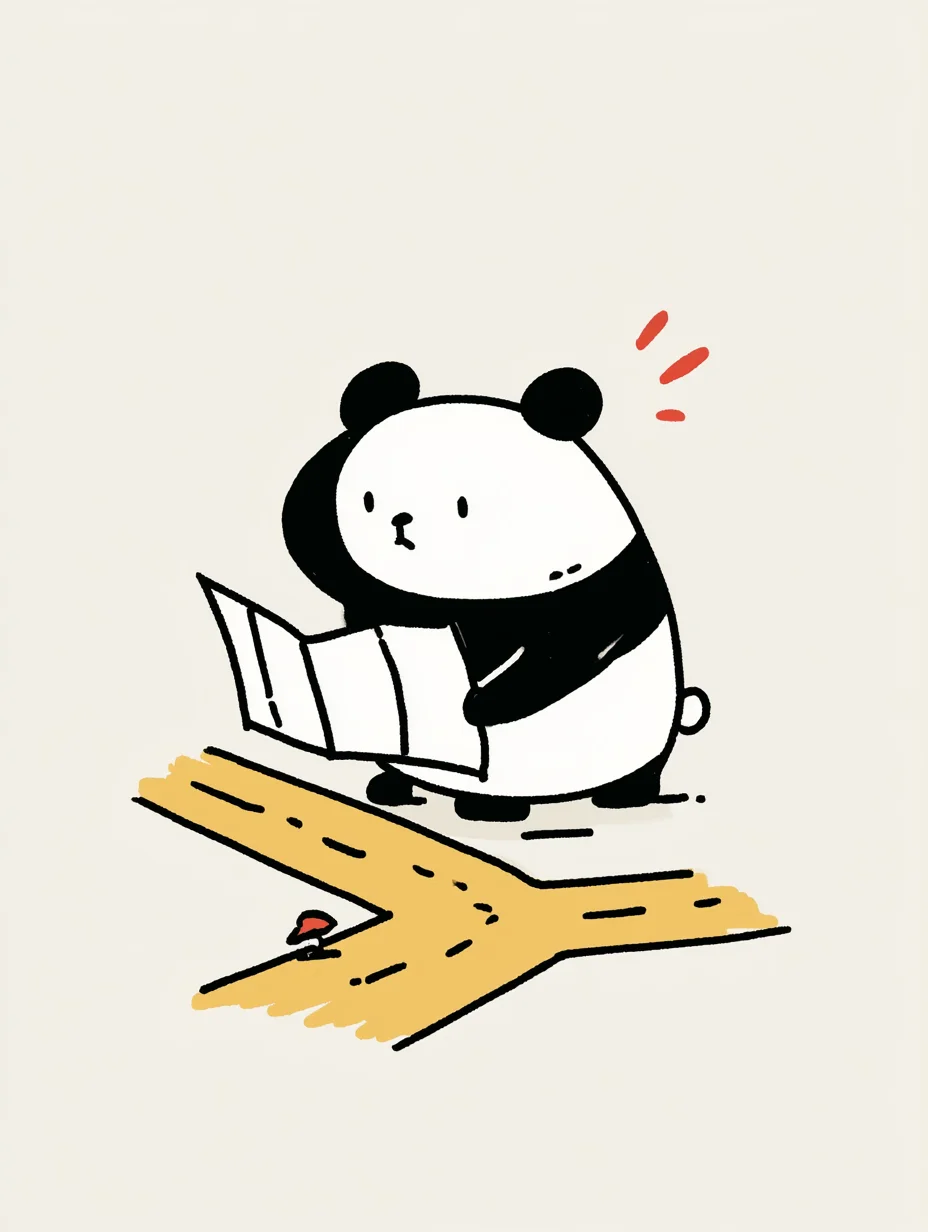 u2448216658_a_chibi_panda_is_looking_at_a_paper_map_at_a_fork_ed38530f-a075-45e7-8685-c30706cf6b17_0